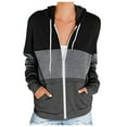 thumbnail image 1 of Viikei Women Coats Plus Size Women Coats Hoodie Jackets for Women Casual Color Contrast Loose Zipper Jacket Coat, 1 of 5