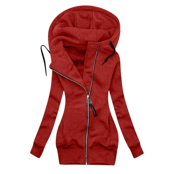 Viikei Women Coats Plus Size Women Coats Clearance Hoodie Jackets for Women Casual Outwear Solid Zipper Pocket Jacker Coat