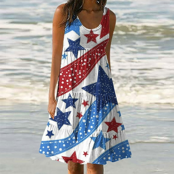 Viikei Women Dress Summer Maxi Dresses,Women's Summer Casual Loose Sleevless Crew Neck Dress White XXXL