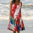 thumbnail image 1 of Viikei Women Dress Summer Maxi Dresses,Womens Fashion Holiday Summer Casual Printing Sleeveless Party Beach Loose Dress Red XXXL, 1 of 5