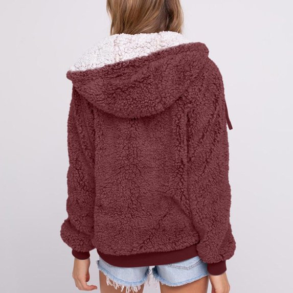 Viikei Women Plus Size Casual Pocket Hooded Parka Outwear Cardigan Sweater Coat