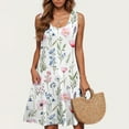 thumbnail image 1 of Viikei Women Plus Size Dresses Short Sleeve,Women's Casual Plus-size Sleeveless Round Neck Short Floral Dress White XL, 1 of 5