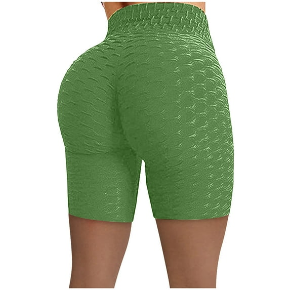 Viikei Women Shorts Clearance Under $5 Women High Waist Hip Stretch Fitness Wrinkled Drawstring Biker Shorts Yoga Pants Capris Shorts
