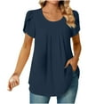 thumbnail image 1 of Viikei Women Tops Solid Color Summer Casual Short Sleeve Shirt for Women Under $5,Women's Fashion Comfortable Casual Round Neck Short Sleeve Print Top Blouse, 1 of 9