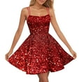 thumbnail image 1 of Viikei Women's Bohemian Short Sleeve Dress,Women's Valentine's Day Sparkling Print Cute Retro Strap Dress Red XXL, 1 of 3