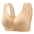 thumbnail image 1 of Viikei Women's Bra for Casual Days with Breathable Cups,Women's Non Steel Ring Style Printed Gathered Middle Button Breathable Underwear Daily Bra Beige L, 1 of 1
