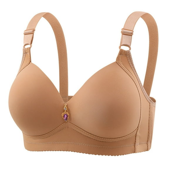 Viikei Women's Bra for Daily Use with Padded Straps,Women Fashion Gathering Breathable Underwear Underwear Khaki S