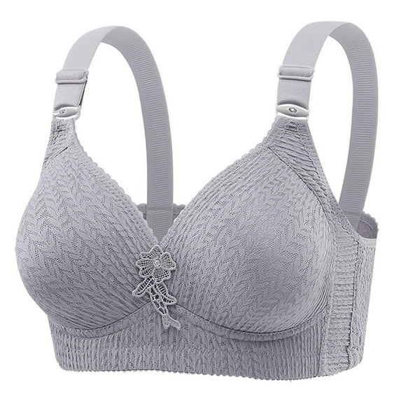 Viikei Women's Bra for Large Bust Full Support,Women's Large Size Lace Fixed Cup Bras Gray XXL