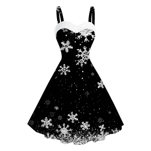 Viikei Flowy Short Sleeve Maxi Dress,Women's Valentine's Day Sparkling Print Cute Retro Strap Dress Red M