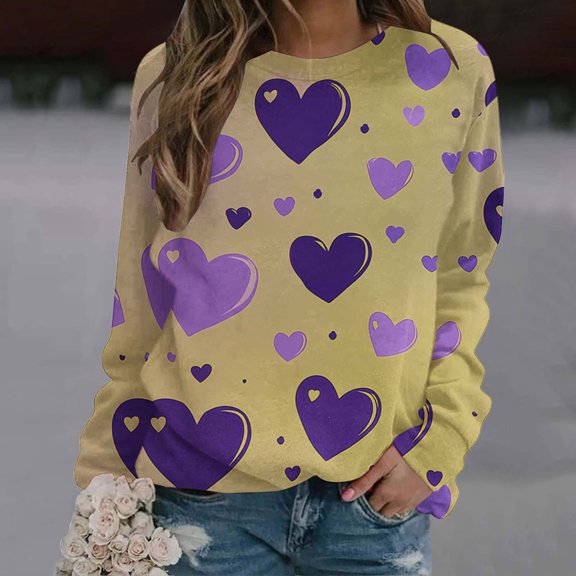 Viikei Women's Fall Winter Sweatshirts Crew Neck,Ladies' Loose Casual Printed Long Sleeved Round Neck Hooded Front Shoulder Sweatshirt Khaki L