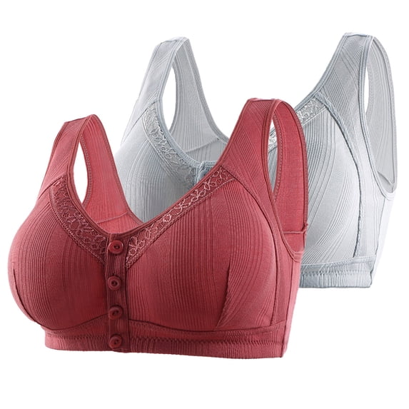 Viikei Women's Gym Bra Compression Fit High Performance,Casual Front Button Shaping Cup Shoulder Strap Bra Plus Size Extra-Elastic Wirefree Multicolor 42