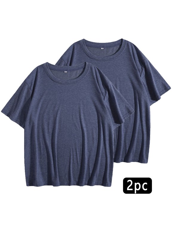 Women's High - Low Short Sleeve Top,Womens Tops Blouses Summer Tunic Tops Short Sleeve Solid Color Loose Round Neck Tees Shirts Navy XXL
