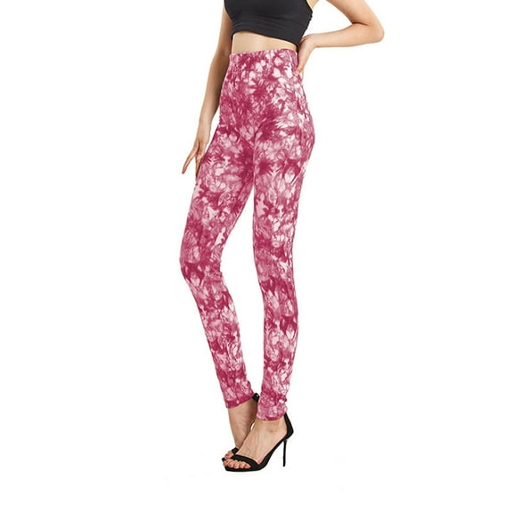 Viikei Women's High-Rise Ankle Knit Leggings,Women's Fashion Elastic Gradient Color Print Leggings with Yoga Sport Elastic Pants Red S