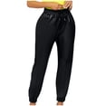 thumbnail image 1 of Viikei Women's High Rise Faux Leather Wide Leg Trousers,Fashion Women's Solid High Waisted Pants Ladies Button Slim Leather Pants Black M, 1 of 8