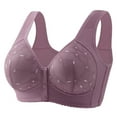 thumbnail image 1 of Viikei Women's Light Support Bra No Underwire Comfort,Women's Non Magnetic and Non Steel Ring Gathered Bra with Thin Cup and Adjustable Lace Bra Underwear Purple XL, 1 of 1