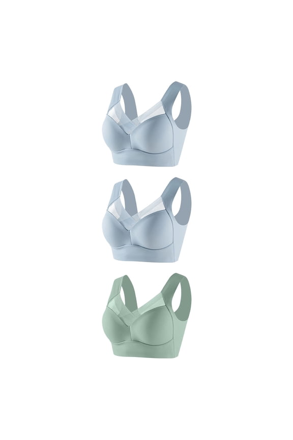 Women's Light Support Yoga Bra Eco Fabric,Women's Underwear Thin Lace Solid Color Push-up Adjustment Bra Green XXXXXL