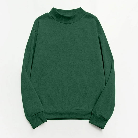 Viikei Women's Long Sleeve Knit Crewneck Casual,Long Sleeve Tops for Women Trendy,Women's Oversized Round Neck Sweatshirts Long Sleeve Turtleneck Velvet Sweatshirt Green L