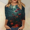 thumbnail image 1 of Viikei Women's Long Sleeve Tunic Tops,Women's Printed Casual Round Neck Pullover Three-quarters Sleeve T-shirt Multicolor S, 1 of 5