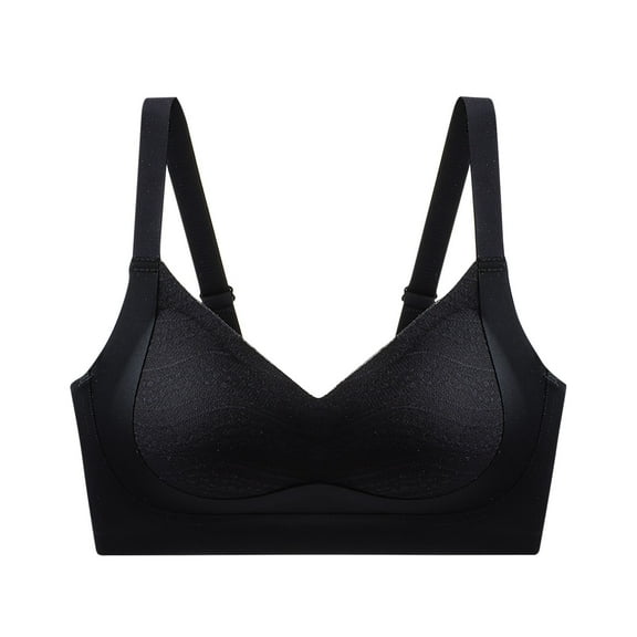 Viikei Women's Plunge Bra Deep Neckline,Women's Solid Color Seamless Nude Lifting Soft Support Bra for Women Everyday Bras Black XXXL