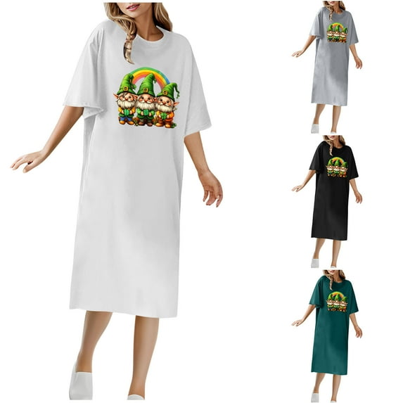 Viikei Women's Plus Size Dresses,Women's Round Neck Short Sleeved T ...