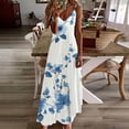 thumbnail image 1 of Viikei Women's Plus Size Maxi Dress,Fashion Women Summer Casual Solid V-Neck Camis Sleeveless Long Dress Blue XXL, 1 of 5