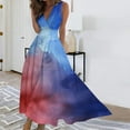 thumbnail image 1 of Viikei Women's Plus Size Maxi Dress,Women's Summer Print Casual Loose Sleevless V-Neck Dress Blue M, 1 of 5