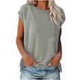 thumbnail image 1 of Viikei Women's Plus Size Short Sleeve Solid O-Neck Loose Pullover T-shirt, 1 of 5