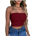thumbnail image 1 of Viikei Women's Plus Size Short Sleeve Summer Solid Color Tube Strapless T-Shirt, 1 of 6