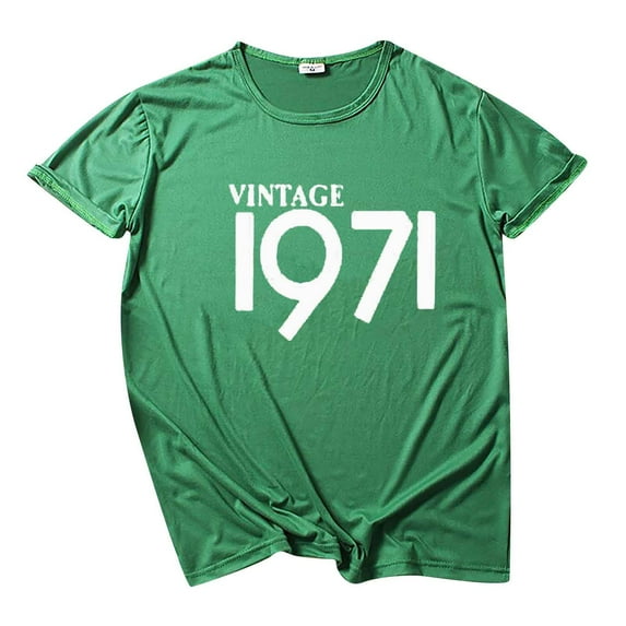 Viikei Women's Plus Size Short Sleeve Vintage 1971 Original Parts Cute T-Shirt