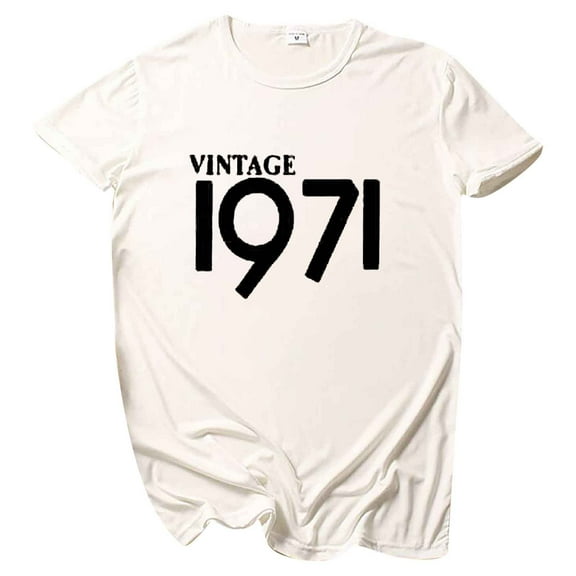 Viikei Women's Plus Size Short Sleeve Vintage 1971 Original Parts Cute T-Shirt