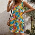 thumbnail image 1 of Viikei Women's Plus Size Summer Dresses,Women's Flowy Chiffon Short Sleeve Dress,New Women's Casual Loose V-neck Sleeveless Printed Short Dress Multicolor L, 1 of 6