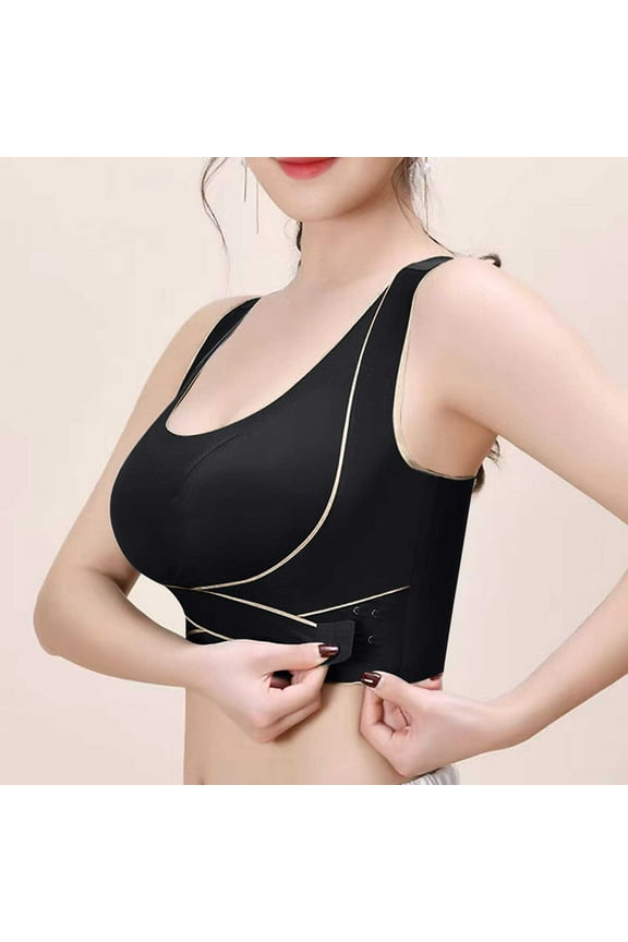 Women's Running Sports Bra Reflective Details,Women Fashion Side Buckle Yoga Underwear Waistcoat Traceless Together Everyday Bras Black XXL