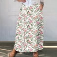 thumbnail image 1 of Viikei Women's Skirt in Lightweight Material,Women's Printed Elastic Waistband Pleated Pocket Skirt With Mid Calf Skirt Watermelon Red M, 1 of 5