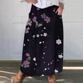 thumbnail image 1 of Viikei Women's Skirt with Elastic Waistband,Women's Printed Elastic Waistband Pleated Pocket Skirt With Mid Calf Skirt Black XL, 1 of 5