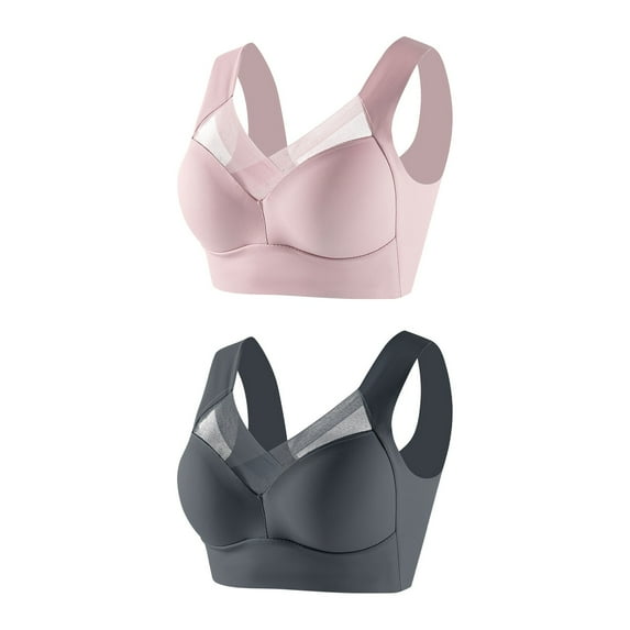 Viikei Women's Sports Bra with Adjustable Straps and Back for Comfort,Women's Underwear Thin Lace Solid Color Push-up Adjustment Bra Gray XXXXXXL