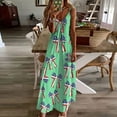 thumbnail image 1 of Viikei Women's Summer Casual Short Sleeve V-Neck,Women's Summer Print Casual Loose Sleevless V-Neck Dress Green S, 1 of 5