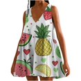 thumbnail image 1 of Viikei Women's Summer Casual T Shirt Dresses,Plus Size Dresses Women Fashion,New Women's Casual Loose V-neck Sleeveless Printed Short Dress Multicolor S, 1 of 5