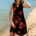 thumbnail image 1 of Viikei Women's Summer Casual T Shirt Dresses,Women's Tiered Ruffle Short Sleeve Dress,Women's Round Neck Sleeveless Gradient Tie Dyed Beach Dress Red S, 1 of 6