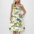thumbnail image 1 of Viikei Women's Summer Casual T-shirt Dress Sleeveless,Fashion Women's Sleeveless Round Neck Flower Print Fold Snug Beach Cake Dress Yellow L, 1 of 5