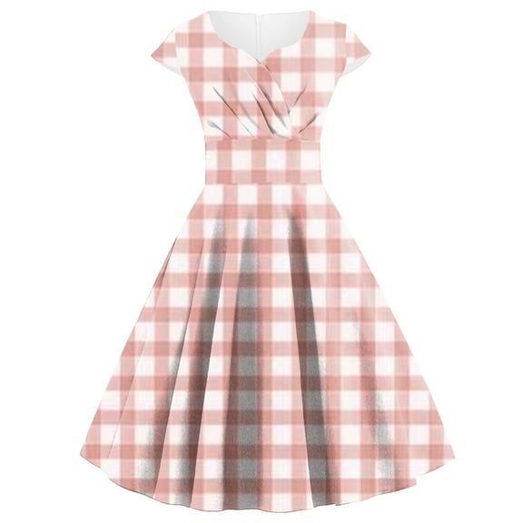 Viikei Womens Summer Dress Short Ruffle Sleeve Round Neck Mini Dress,Ladies' Style Slim Printed Short Sleeved Round Neck Dress Red S