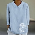 thumbnail image 1 of Viikei Women's Tops Short Sleeve T Shirts Blouse,Women's Casual Style Casual Print 3/4 Sleeve Top V Sleeve Top/shirt Light Blue XXXL, 1 of 4