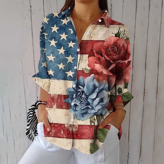 Viikei Women's V Neck Long Sleeve Work Tops,Women's Casual Printed Long Sleeve Comfortable Button Lapel Blouse Fashionable and Comfortable Tops Wine XXL