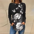 thumbnail image 1 of Viikei Womens Basic Pack Long Sleeve Round Neck Tops,Women's Long-sleeved Crew-neck Drop Shoulder Casual Printed Black XXL, 1 of 5