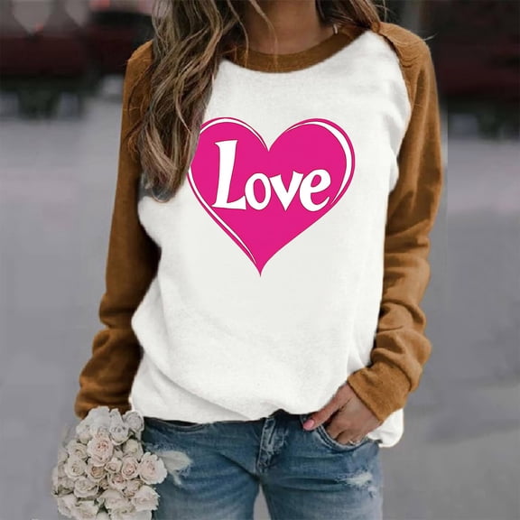 Viikei Womens Blouse and Tops Casual,Sweatshirts for Women Loose Fit,Valentine's DayShirts for Women Crewneck Graphic Sweatshirts Heart Pullover Casual Long Sleeve Gift Tops Blouse Yellow L