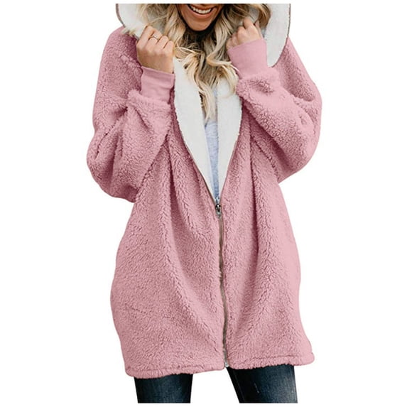 Viikei Womens Cardigans Womens Coats Cardigans Coats for Women Plus Size Casual Sweatshirt Solid Winter Warm Wool Pockets Zipper Cardigan Coat