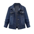 thumbnail image 1 of Viikei Womens Cardigans Womens Coats Cardigans Coats for Women Plus Size Fashion Lapel Solid Casual Denim Buttons Blazer Jeans Jacket Cardigan, 1 of 9
