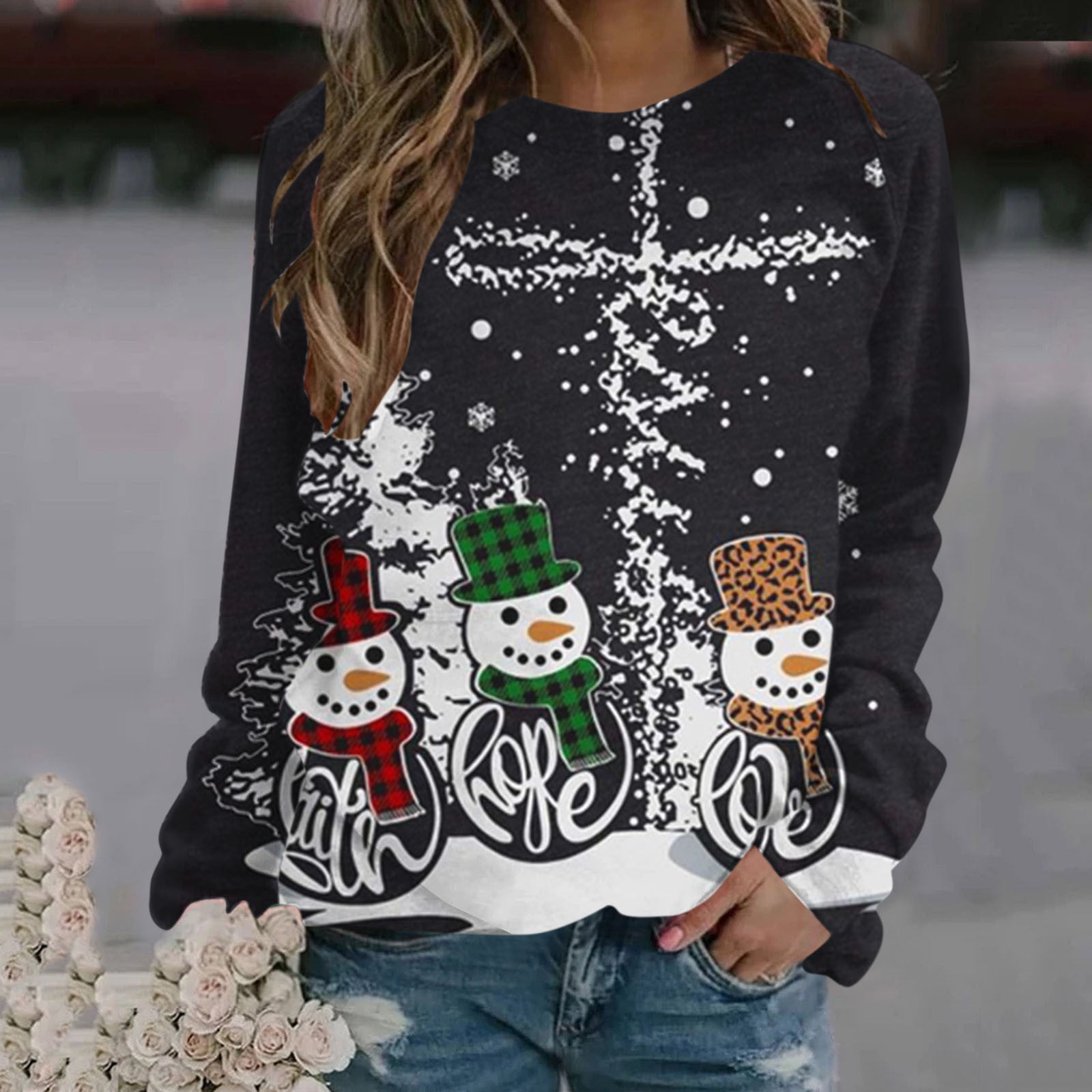 Viikei Womens Christmas Women's Christmas Print Snowman Santa Claus