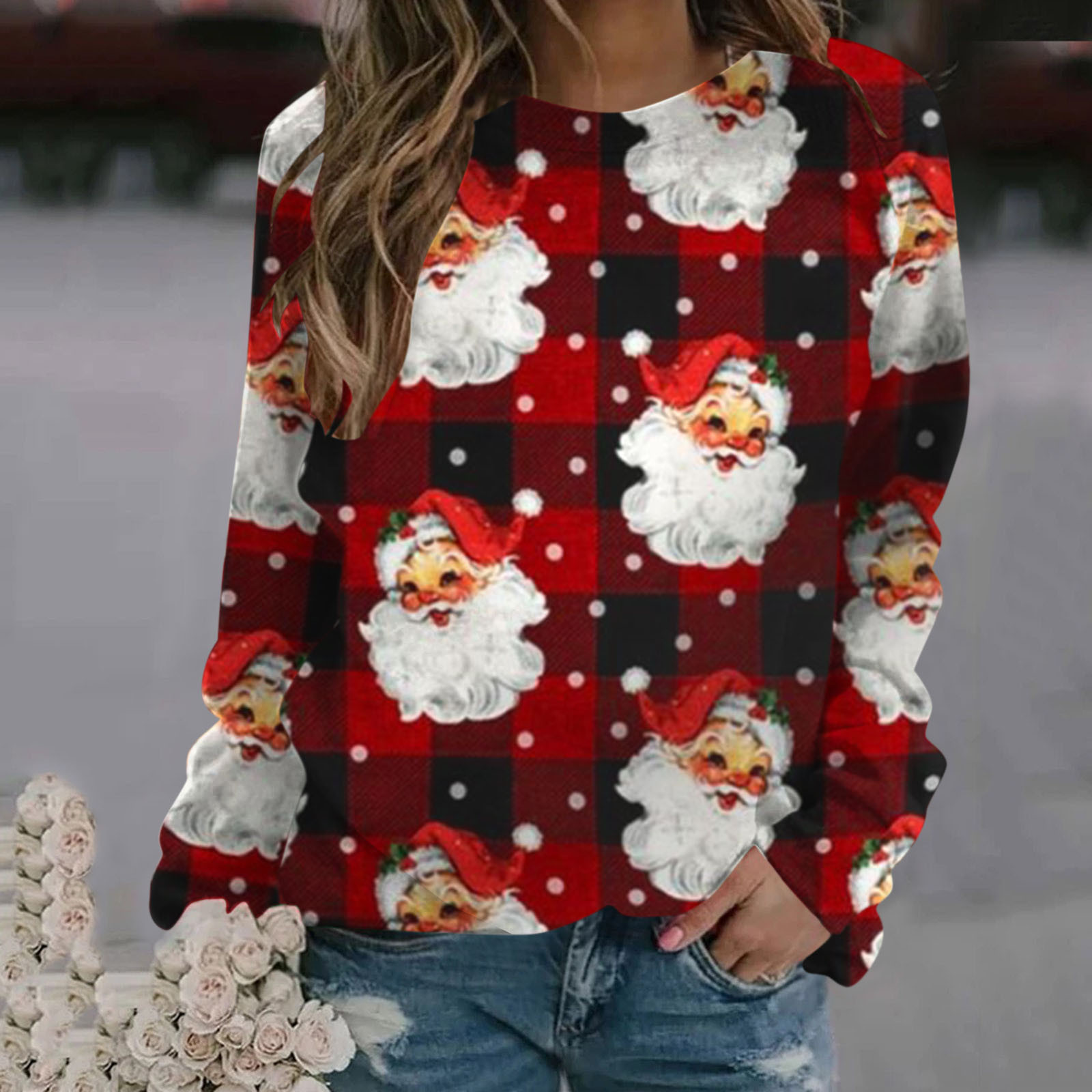 Viikei Womens Christmas Women's Christmas Print Snowman Santa Claus
