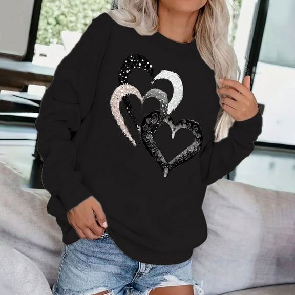 Viikei Womens Clothes Fall,Womens'Casual ChristmasPrinted Long Sleeved Round Neck Blouses/shirt Black XL