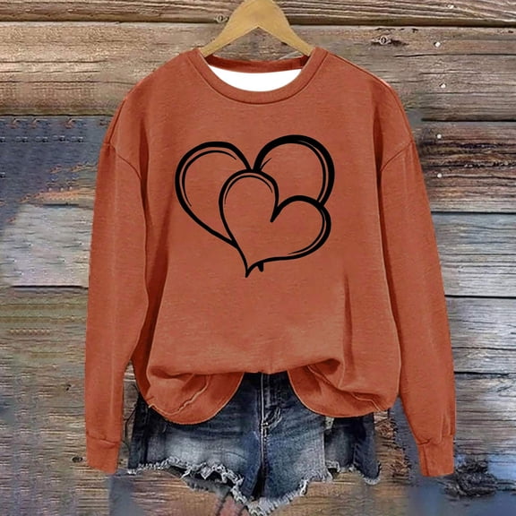 Viikei Womens Clothes Plus Size,Long Sleeve Shirts for Women,Women's Round NeckSt. Patrick's Day Printed Long Sleeved Top Sweatshirts Orange XL